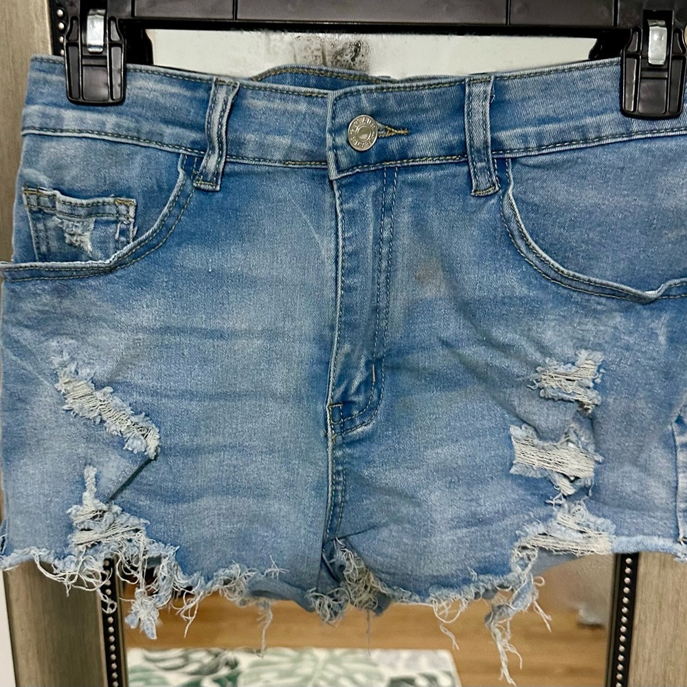 SHEIN Blue Distressed Jean Shorts